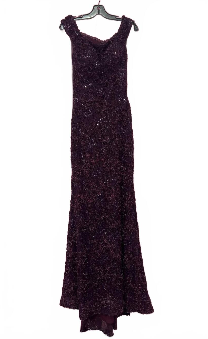 NEW JOVANI women's sequin floral embroideries gown in plum